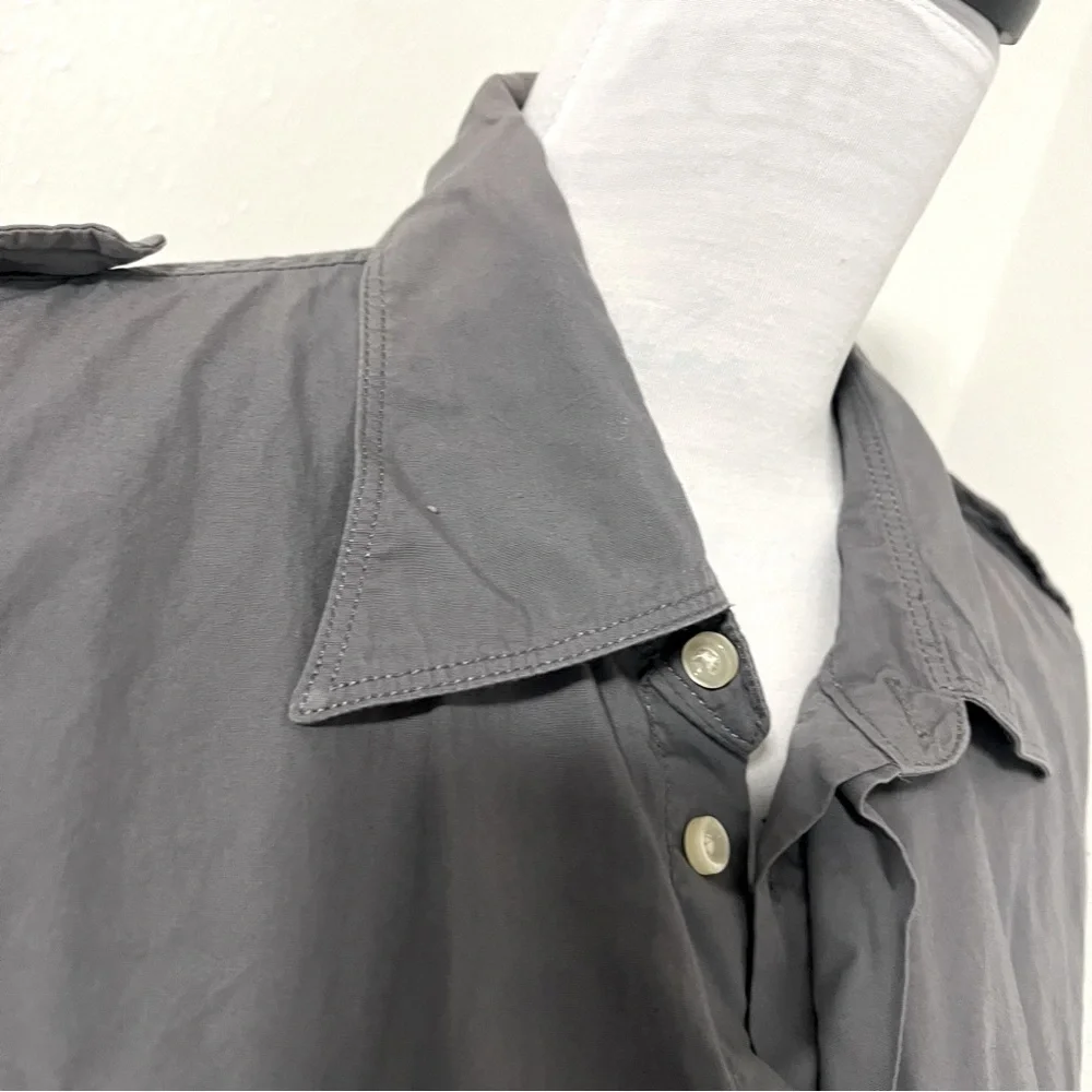 True Religion Men’s Gray XXXL Button Up Long Sleeve Shirt Logo Western Cowboy